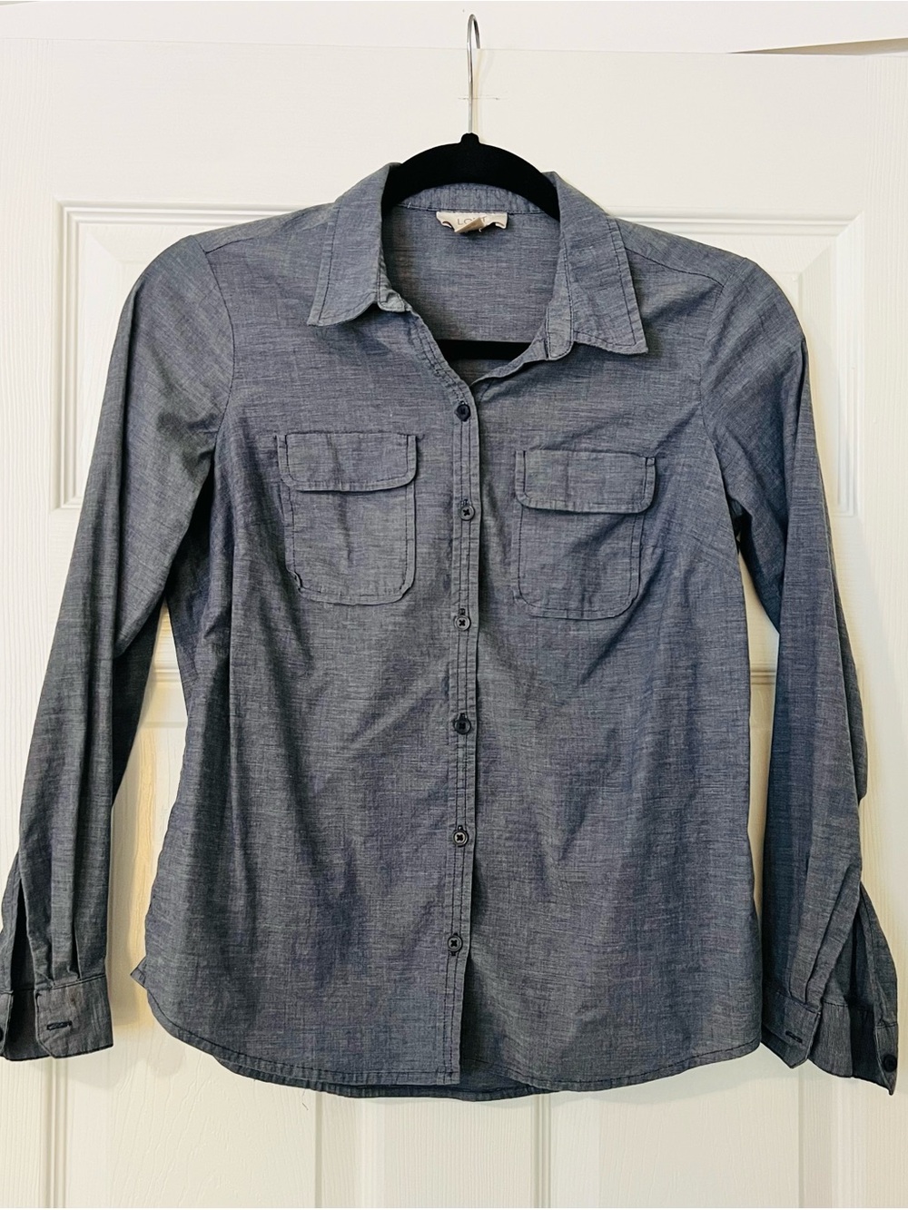 XSP LOFT Chambray Button-Down Top